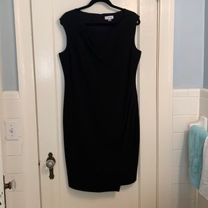 Calvin Klein Black sheath dress with drape size 14